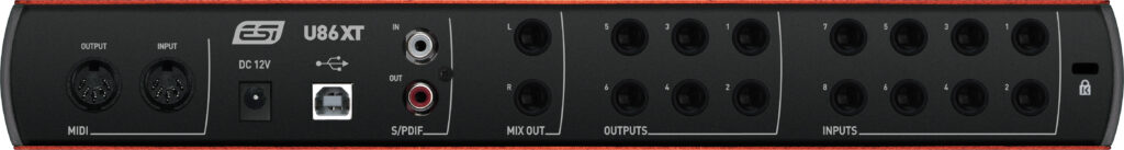 ESI U86 XT usb audio interface back side